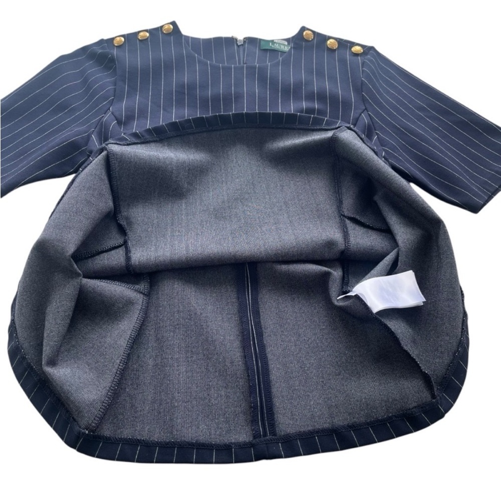 Navy Pinstripe Peplum Blouse - Picture 8 of 11